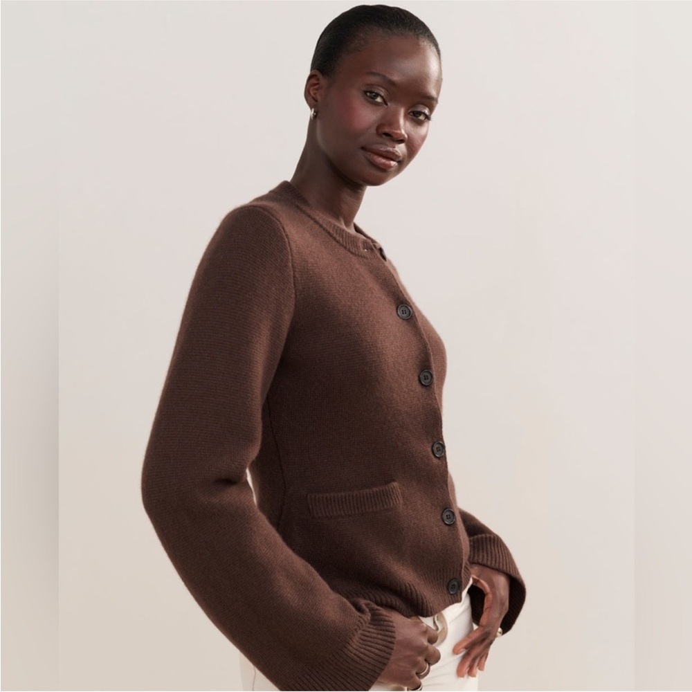 Jenni Kayne Cooper Cashmere Cardigan Sz M Chocolate Brown